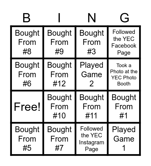 YEC HUMAN BINGO Card