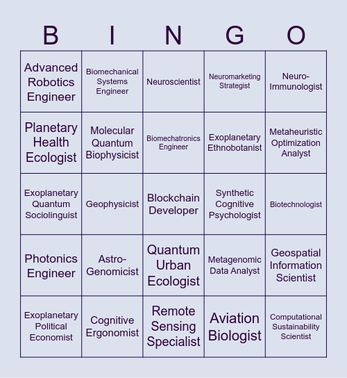 Occupation Bingo Card