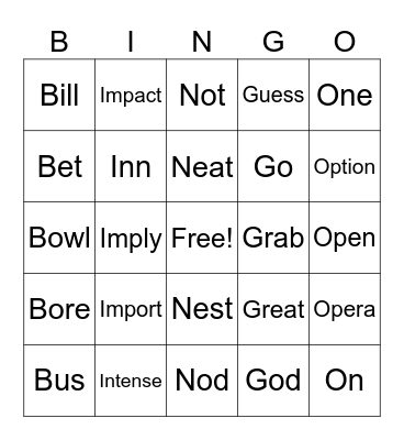 Untitled Bingo Card
