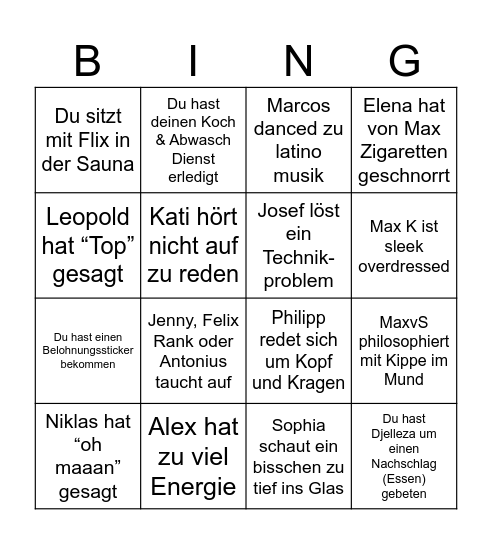 SpeSe Bingo Card