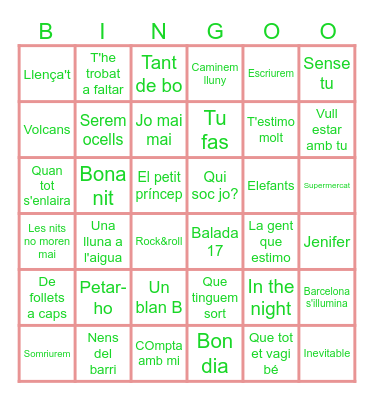 Bingo pioneres!!! Bingo Card