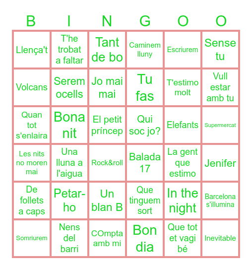 Bingo pioneres!!! Bingo Card