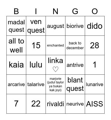 tebak siapa aku Bingo Card