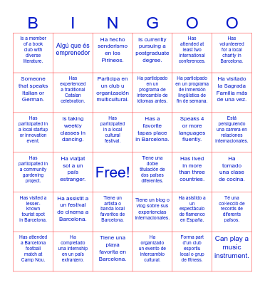 Icebreaker Language Party Bingo Card