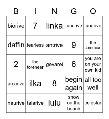 Bingo Swap Bingo Card