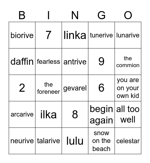 Bingo Swap Bingo Card