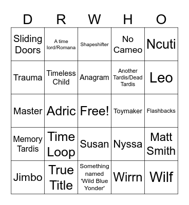 Wild Blue Yonder Bingo Card