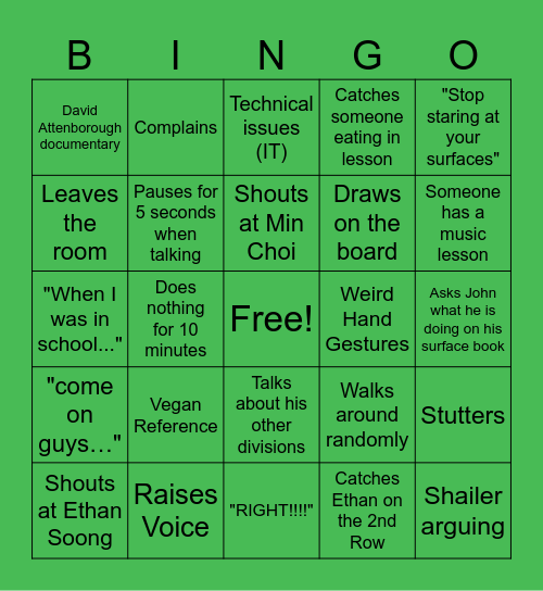 Walker Bingo Card