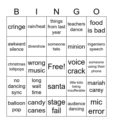 pookies christmas 2023 bingo! Bingo Card