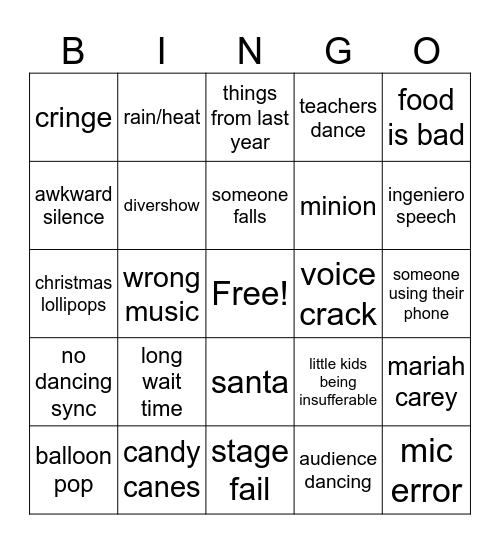 pookies christmas 2023 bingo! Bingo Card