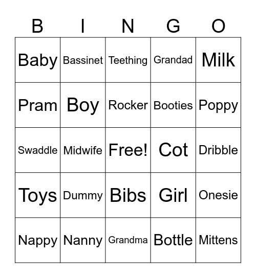 Baby Cow Bingo Card