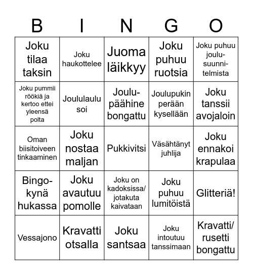 PIKKUJOULUBINGO Card