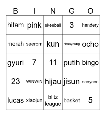 BINGO SYEONIE! Bingo Card