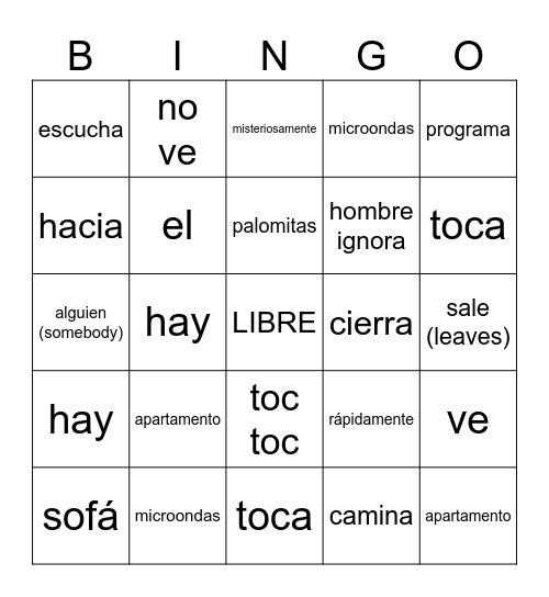 MovieTalk - Toc Toc Bingo Card