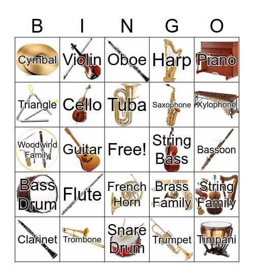 Instruments of the Orchestra Bingo Card