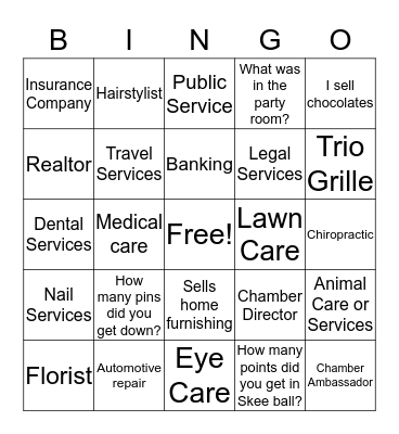 Chamber Lotteria  Bingo Card