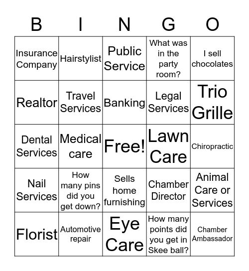 Chamber Lotteria  Bingo Card