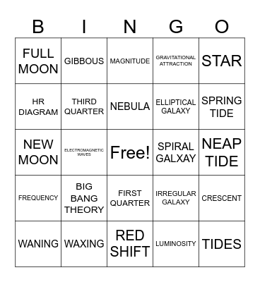 UNIVERSE & MOON Bingo Card