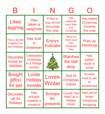 Holiday Bingo Card