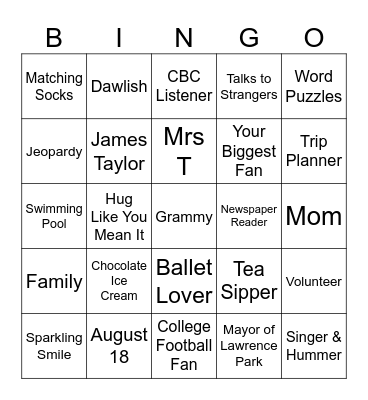 GRAMMY BINGO! Bingo Card