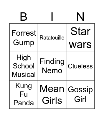 Guess the movie/series ! Bingo Card