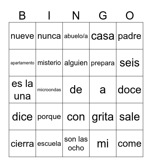 Somos 1.3/Toc Toc Bingo Card