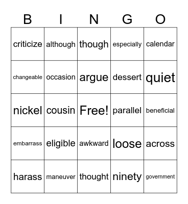 5th HFW Bingo Card