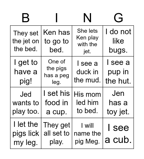 Word Mix Up Lessons 11-14 Bingo Card