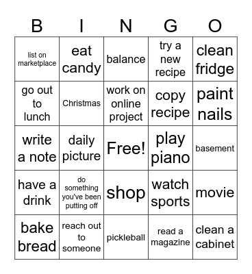 December Bingo Card
