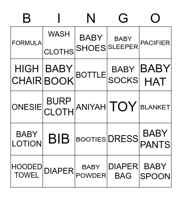 ANIYAH Bingo Card