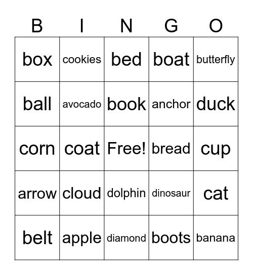 Letters a, b, c & d bingo Card