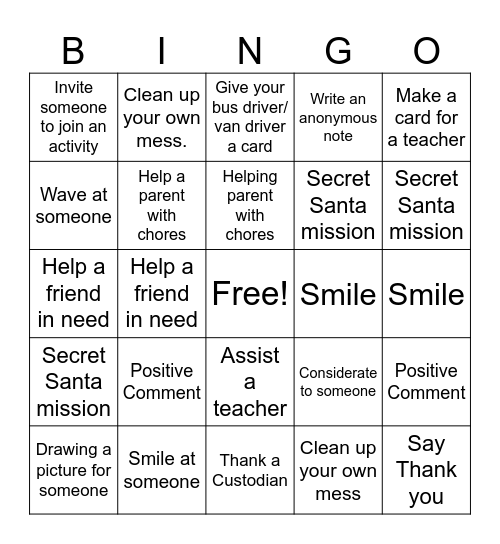Sharing joy Bingo Card