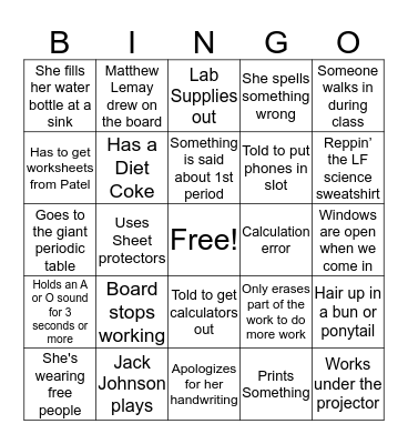 Sorenson Bingo Card