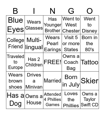 Congratulations to Adrianna and Aaron ! Bingo Card