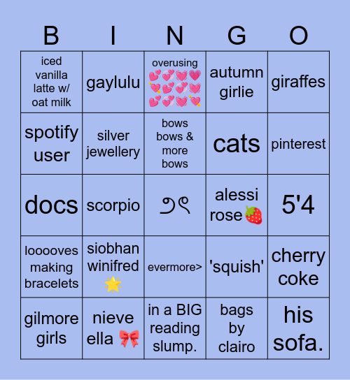 paula's Bingo Card