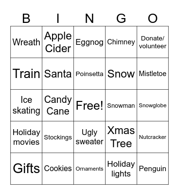 Holiday Bingo Card