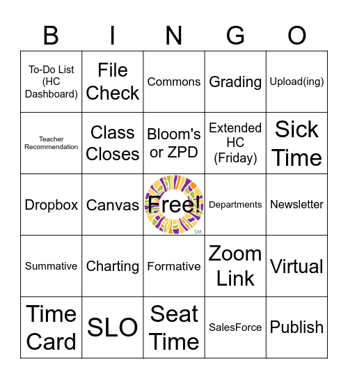 Fusion Staff Meeting Bingo! Bingo Card