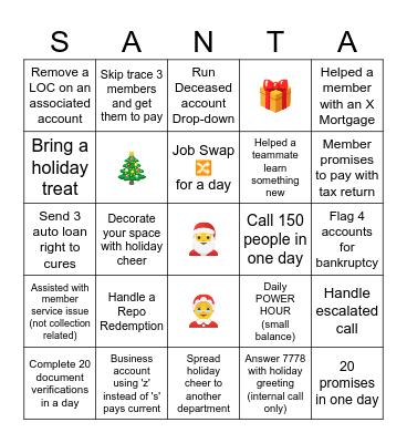 🎁 SANTA BINGO 🎄 Bingo Card