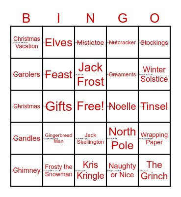 HOLIDAY BINGO Card