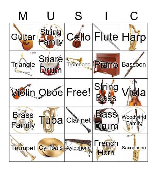 Instruments of the Orchestra Bingo Card