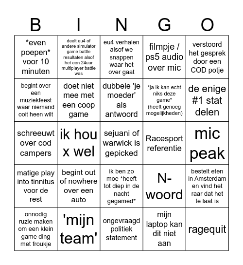 Mart Bingo Card