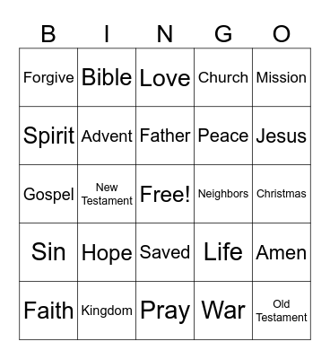 SERMON BINGO Card