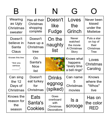 Christmas Can you find me Bingo Card