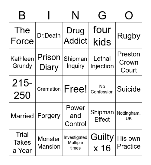 Dr. Death Bingo Card