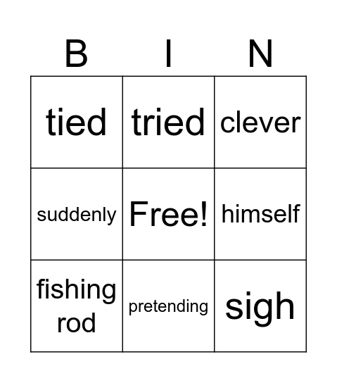 Fishing Trip Bingo Card