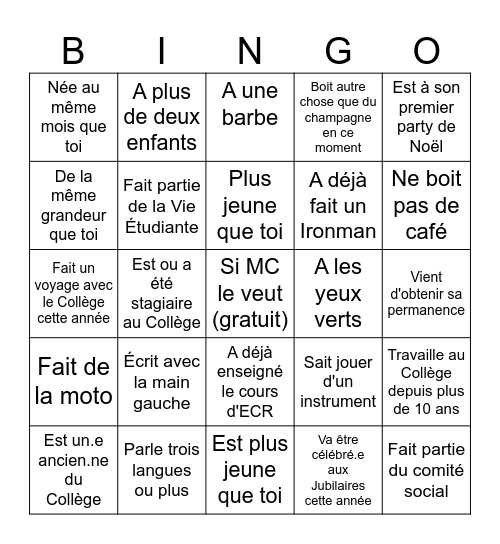 Bingo du Jour de l'An Bingo Card