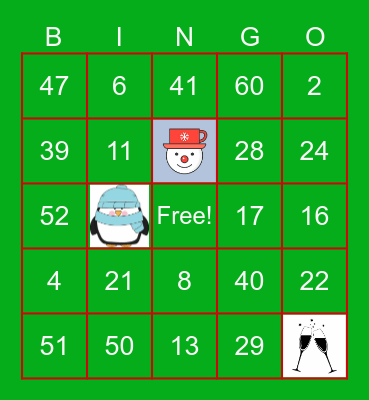 Holiday Bingo Card