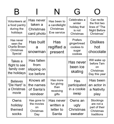 Christmas Party Bingo Card