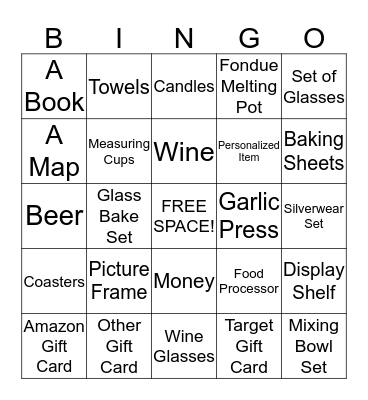 Shower Bingo! Bingo Card
