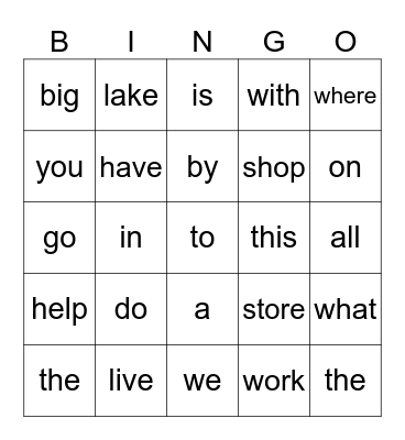 PCI Words Bingo Card